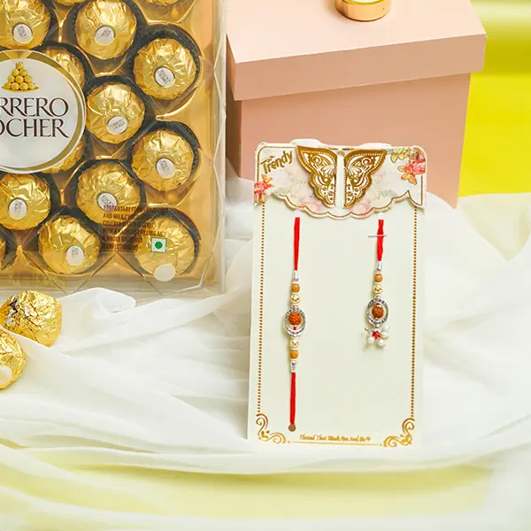 Ganesha Rakhi, Lumba & 24 PCs Ferrero Rocher