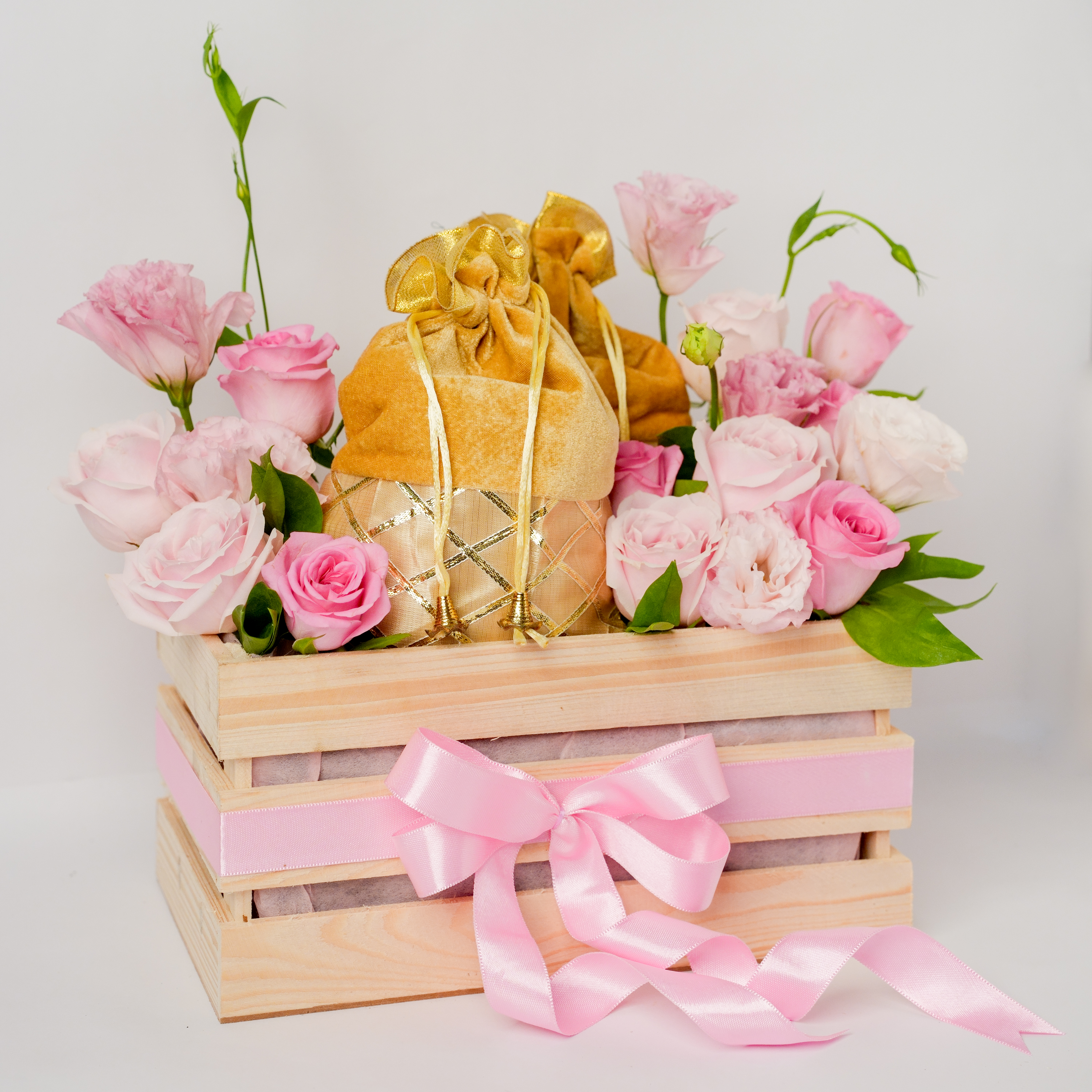 Roses with Dry Fruits Basket
