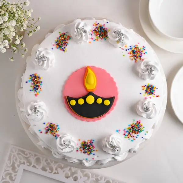 Diya Design Vanilla Cake