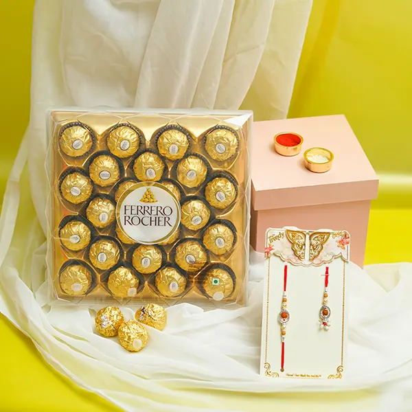 Ganesha Rakhi, Lumba & 24 PCs Ferrero Rocher