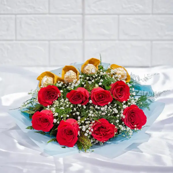 Marvelous Red with Ferrero Rocher 4 Pcs