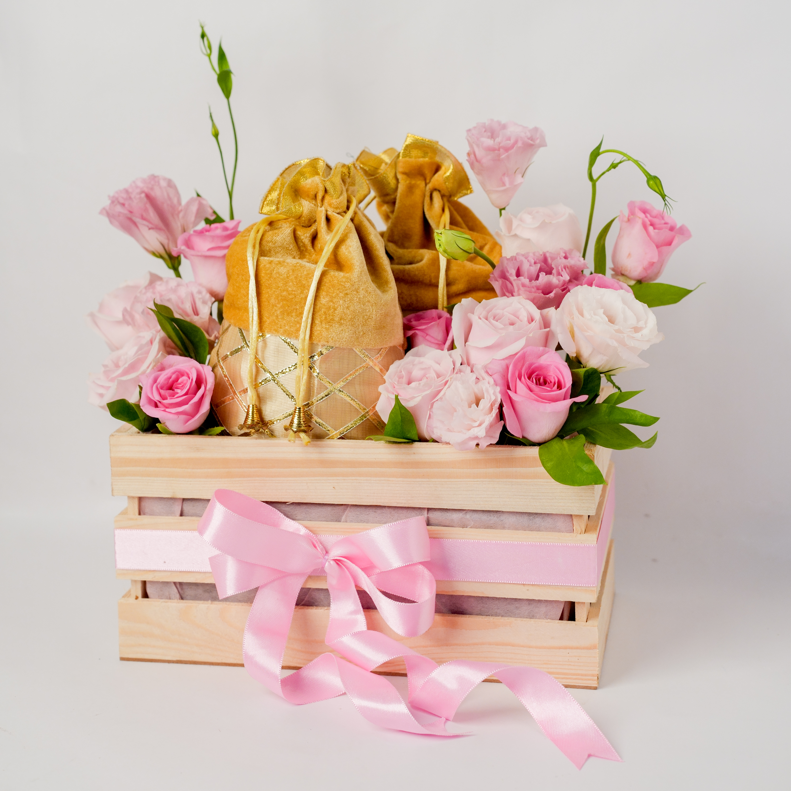 Roses with Dry Fruits Basket