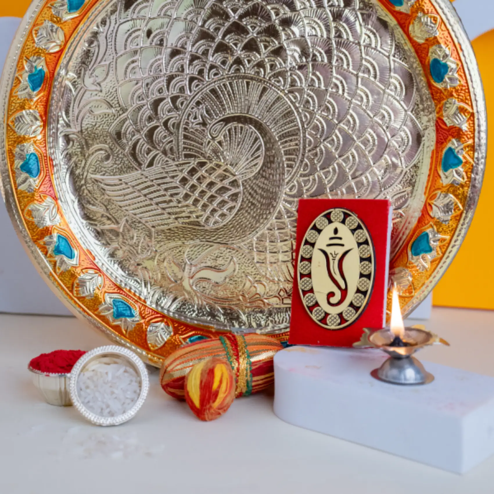Silver Bhai Dooj Thali Set