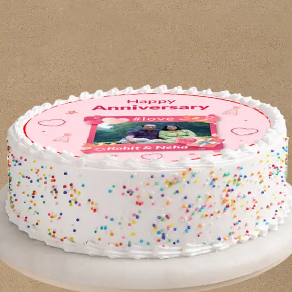 Creamy Photo Anniversary Cake