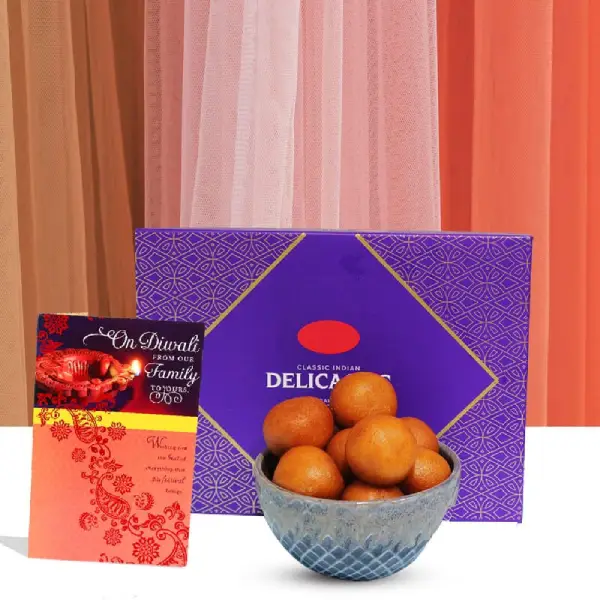 Gulab Jamun with Diwali Card