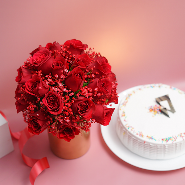 Red Roses with Vanilla Treat