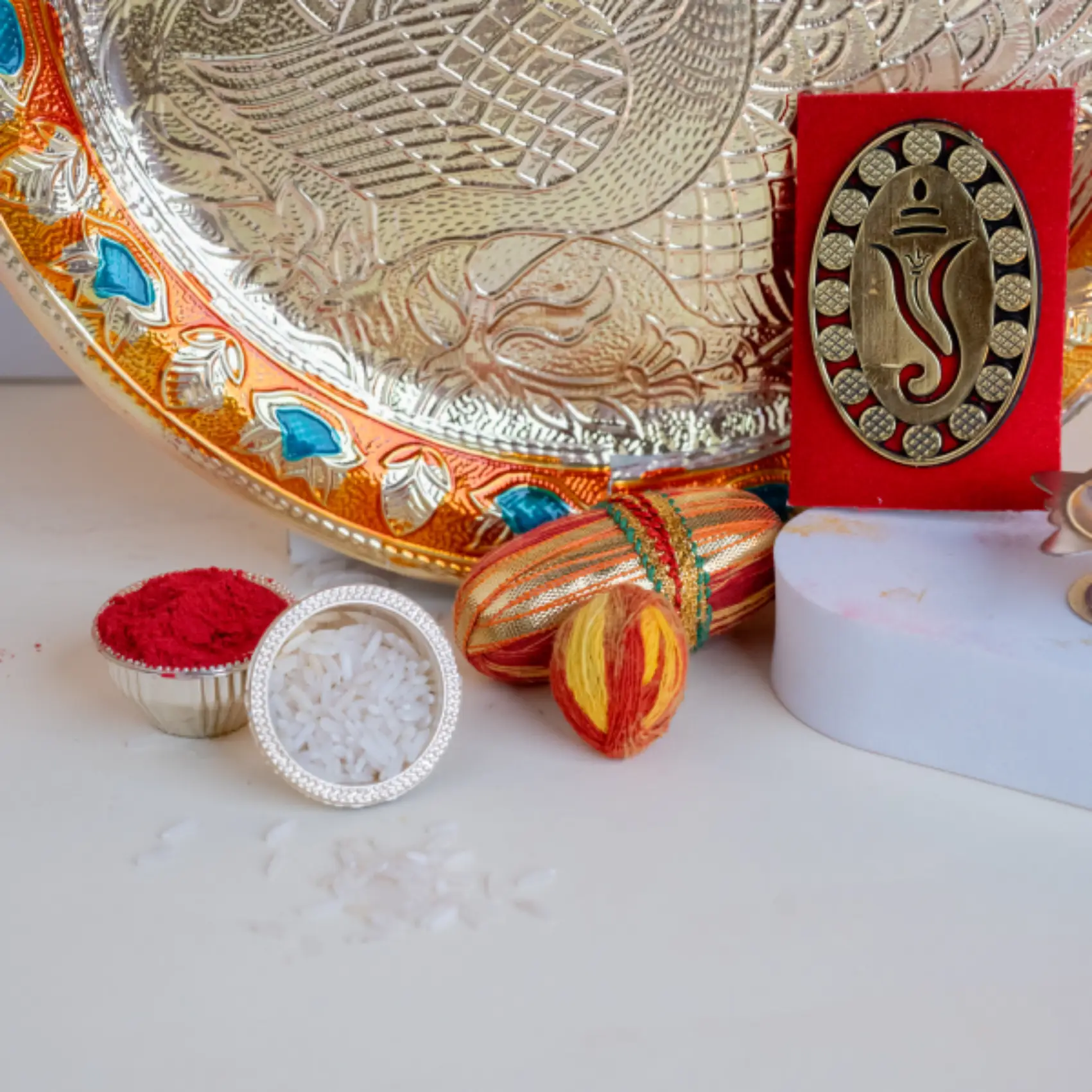 Silver Bhai Dooj Thali Set