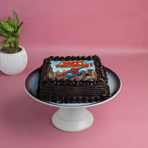 Bdy With Spiderman Cake