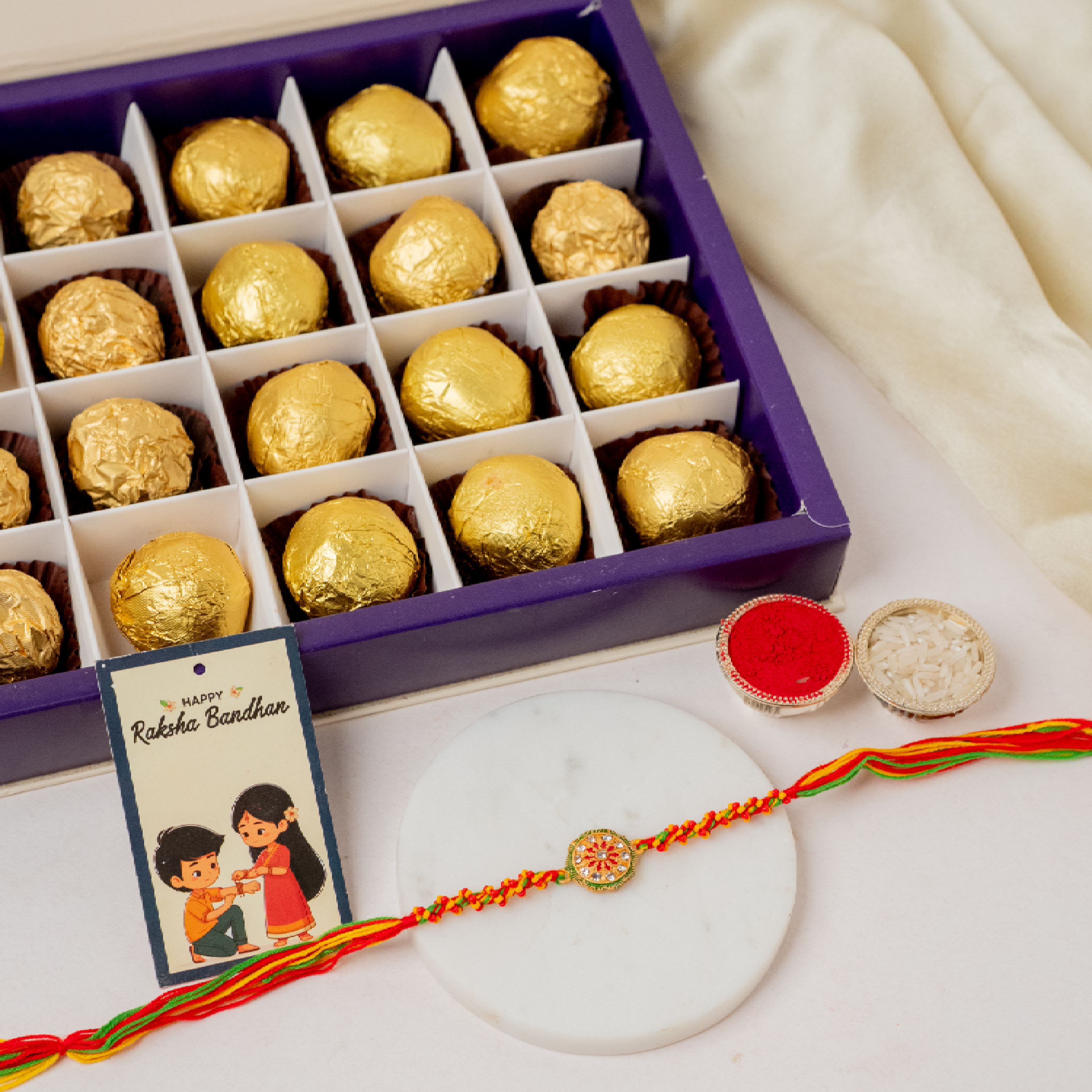 Mandala Rakhi & Chana Ladoo