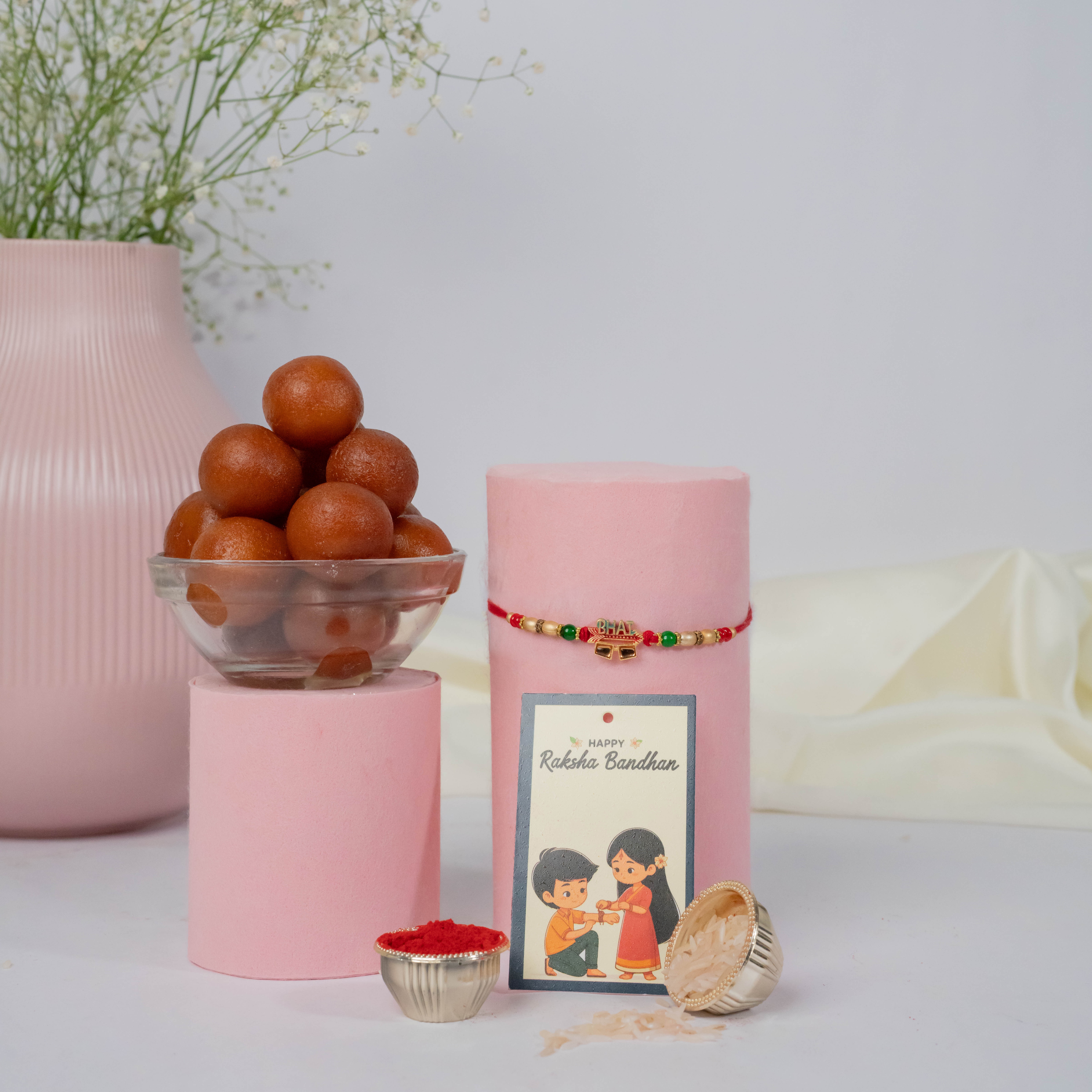 Bead Rakhi with Gulab Jamun