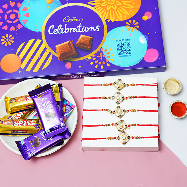 Designer Stone Rakhi with Celebrations