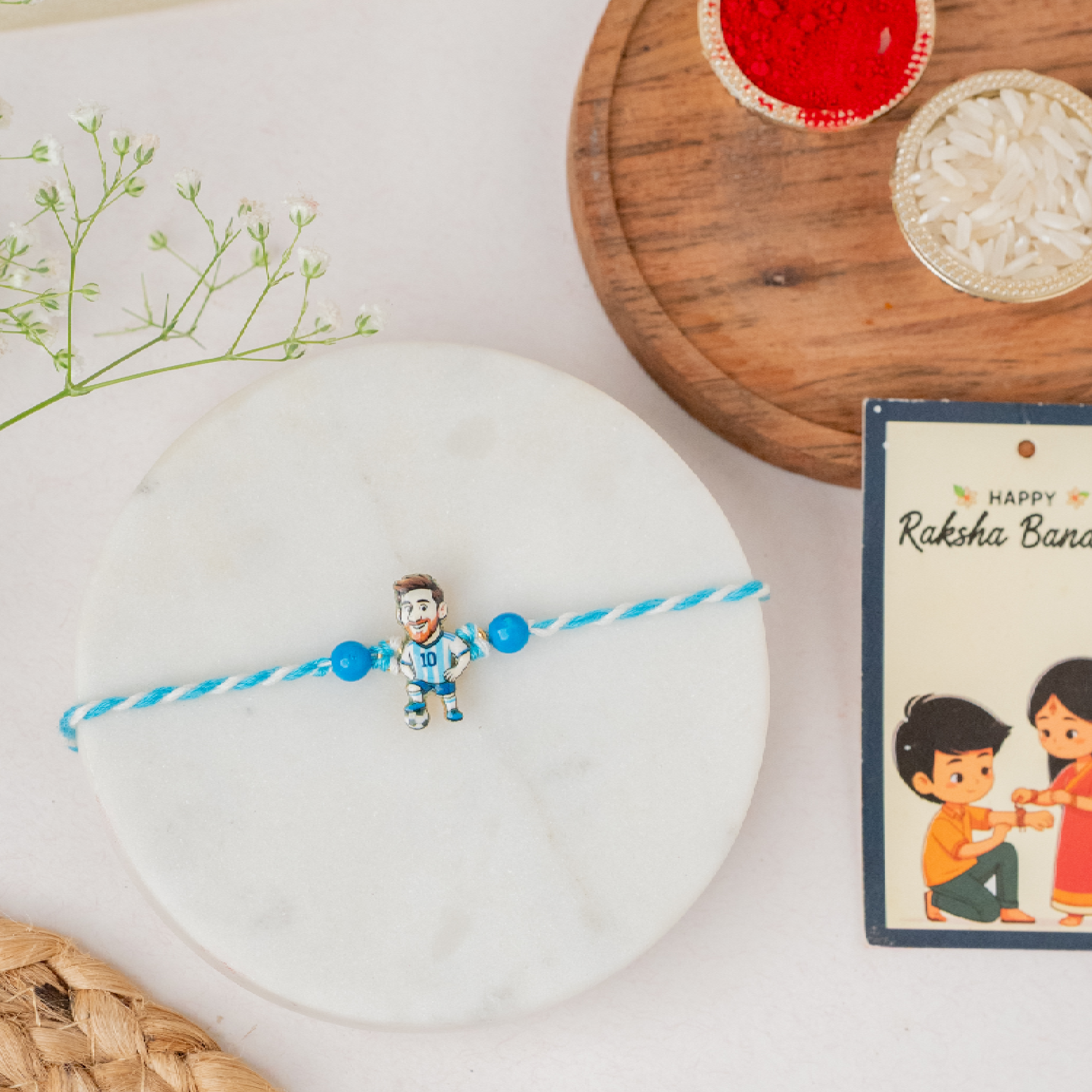 Messi Rakhi & Chocolate Hamperr Messi Rakhi & Chocolate Hamperr