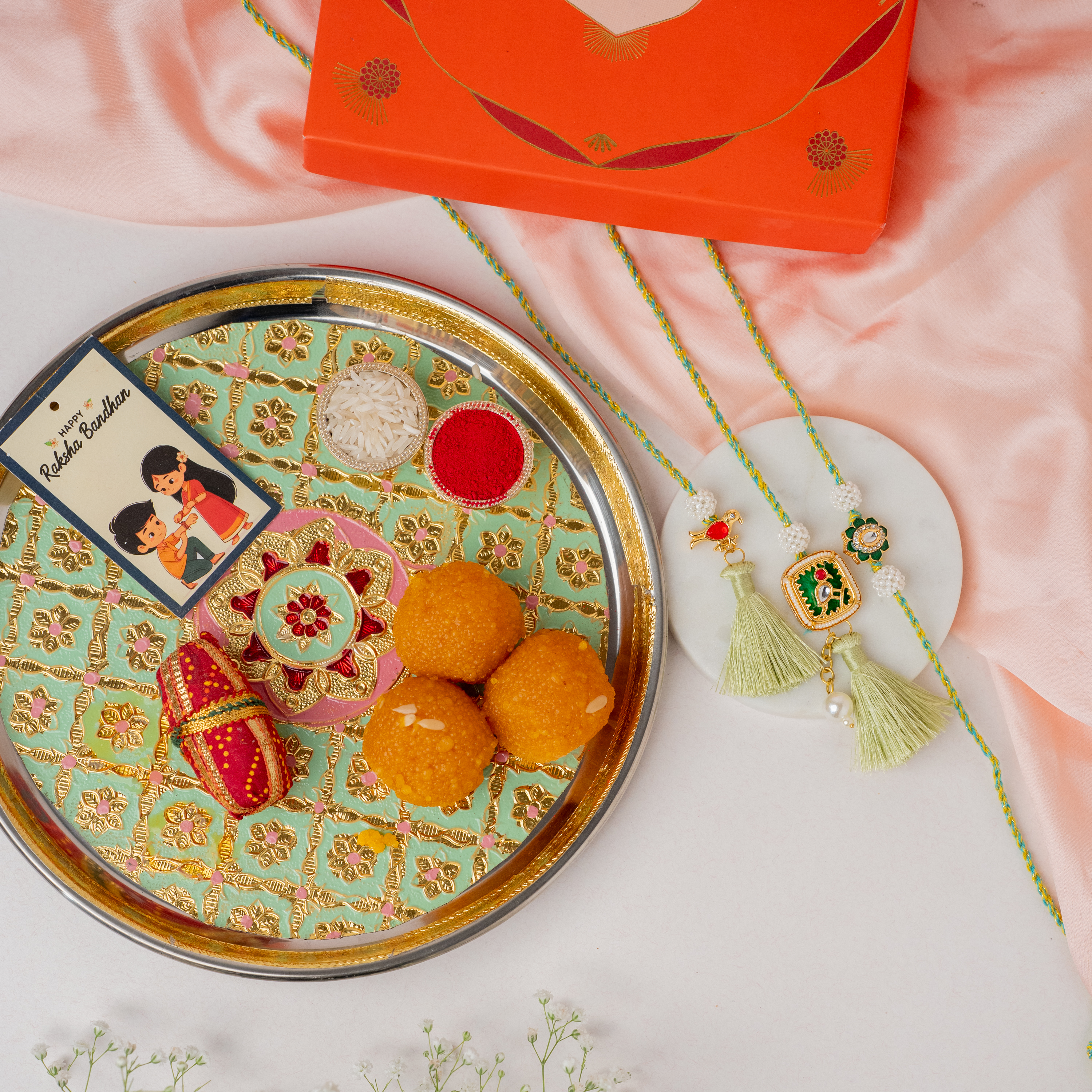 Meenakari Lumba Rakhi & Ladoo Meenakari Lumba Rakhi & Ladoo