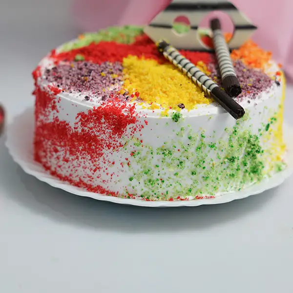 Red Roses Bouquet with Vanilla Holi Cake
