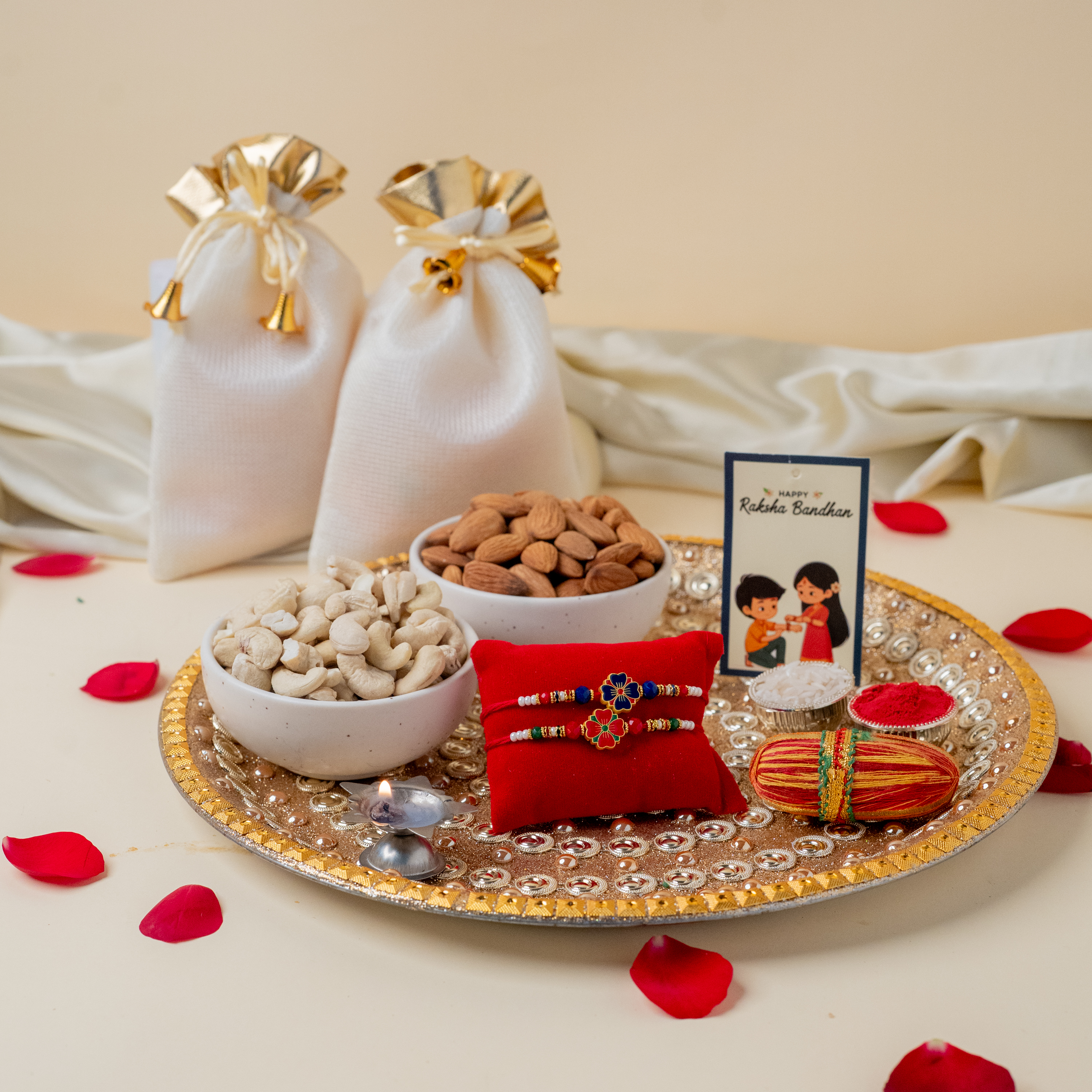 Pearl Rakhi Thali & Dry Fruits