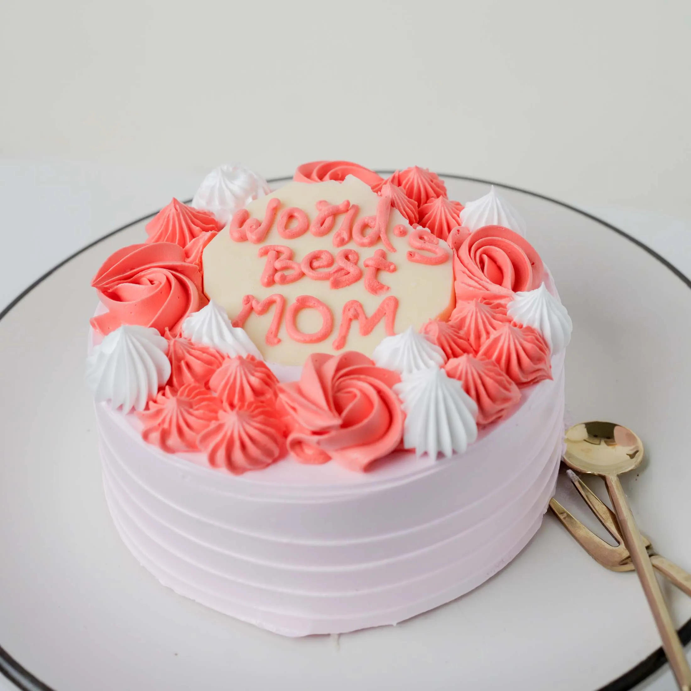 Pink Roses & Carnations Vase with Pineapple Cake for Mom