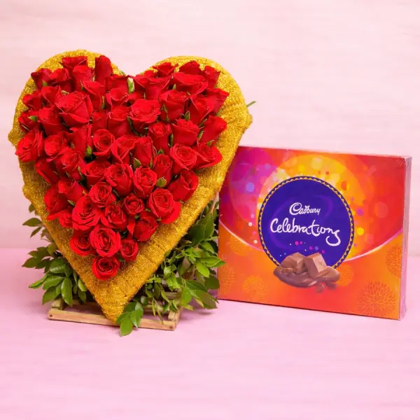 Heart of Roses & Cadbury Treat