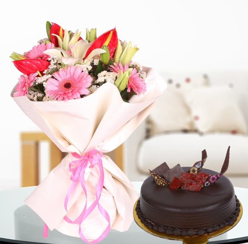 Admirable in Pink with Rich Truffle Cake