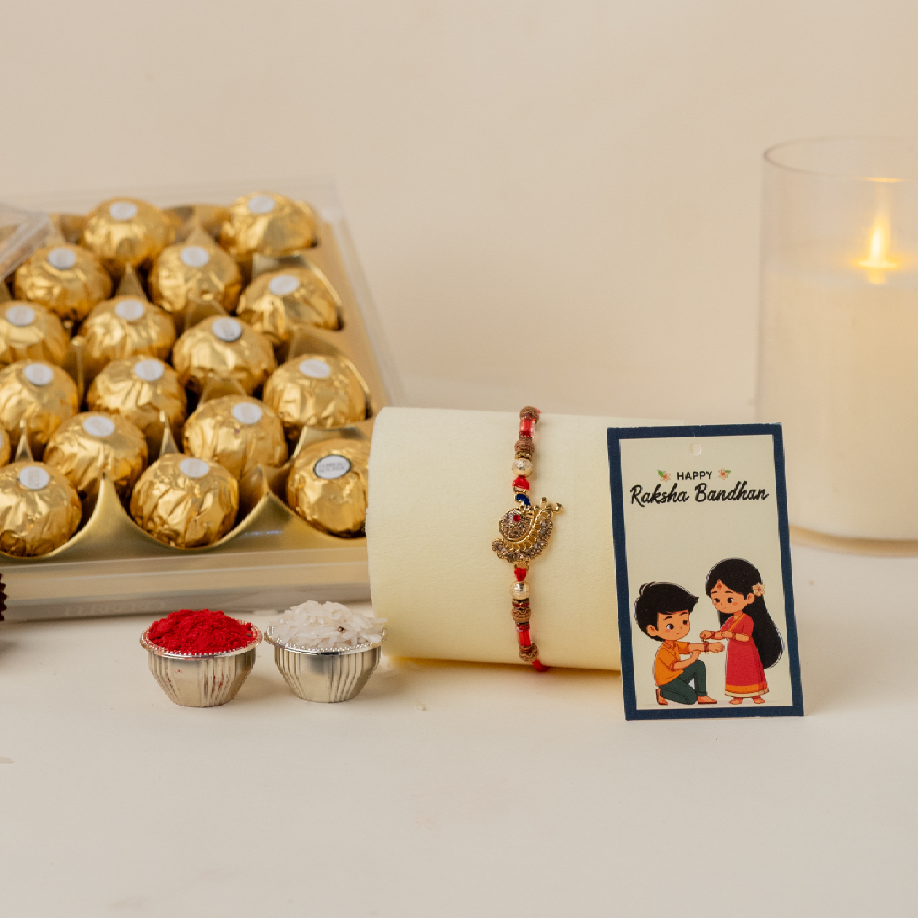 Peacock Rakhi & Ferrero Rocher Peacock Rakhi & Ferrero Rocher