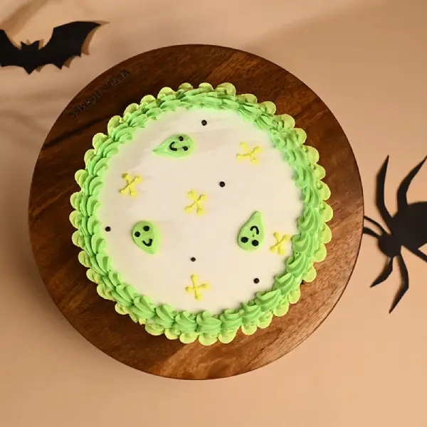 Alien Halloween Vanilla Cake