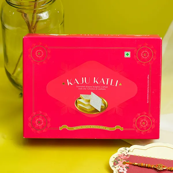 Bead Rakhi with Kaju Katli