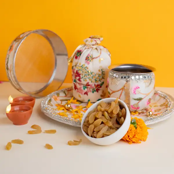 Grey Karwa Chauth Dryfruit Box Grey Karwa Chauth Dryfruit Box