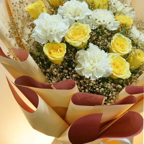 Yellow Roses and White Carnations Charm