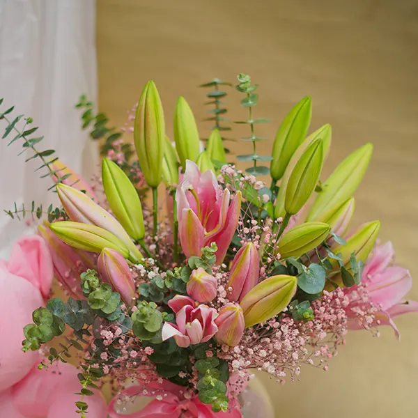 Oriental Lily Arrangement with Teddy