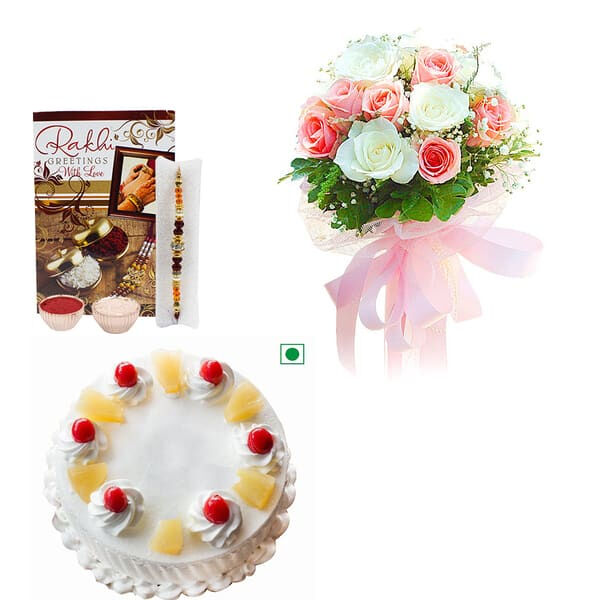 Bead Rakhi Set with Cake &  Flowers