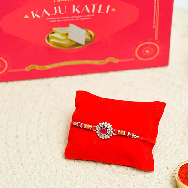 Diamond Rakhi with Kaju Katli