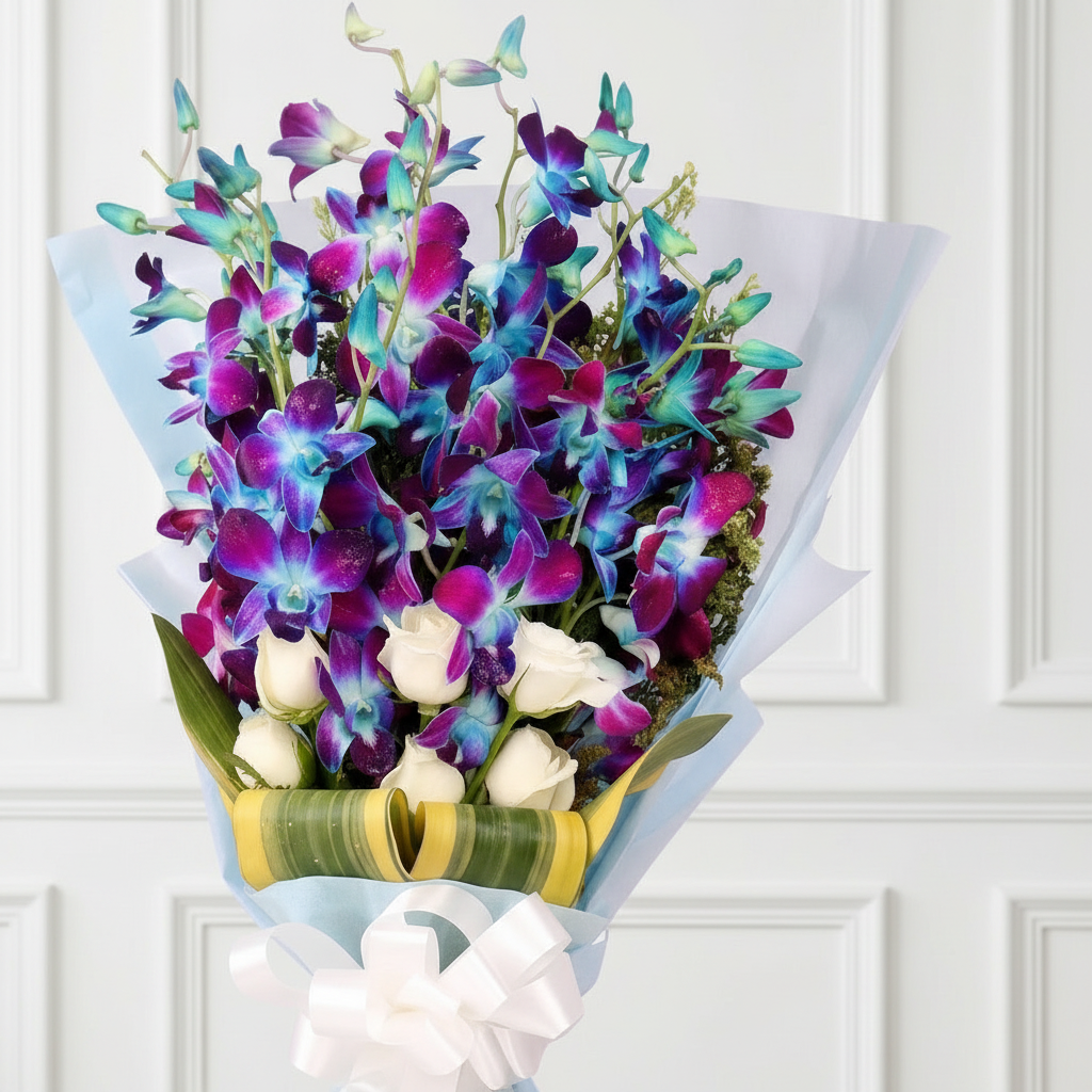Leafy Orchid Elegance