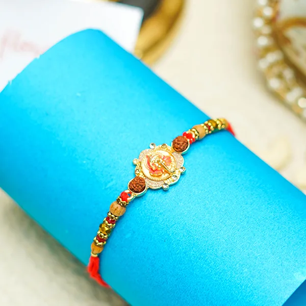 Designer Metal Rakhi with Kaju Katli