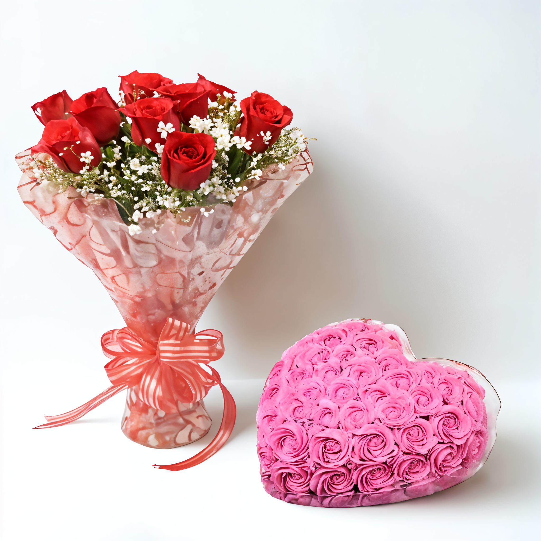 12 Roses Bouquet with 1 kg Rosy Pineapple Cake