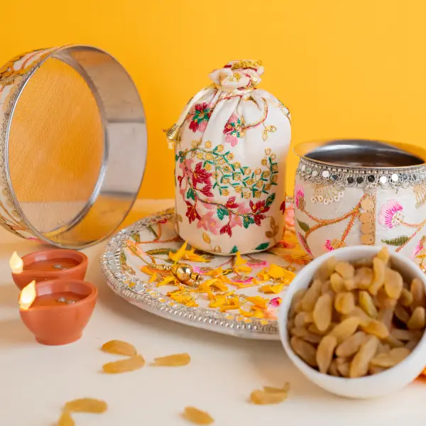 Grey Karwa Chauth Dryfruit Box