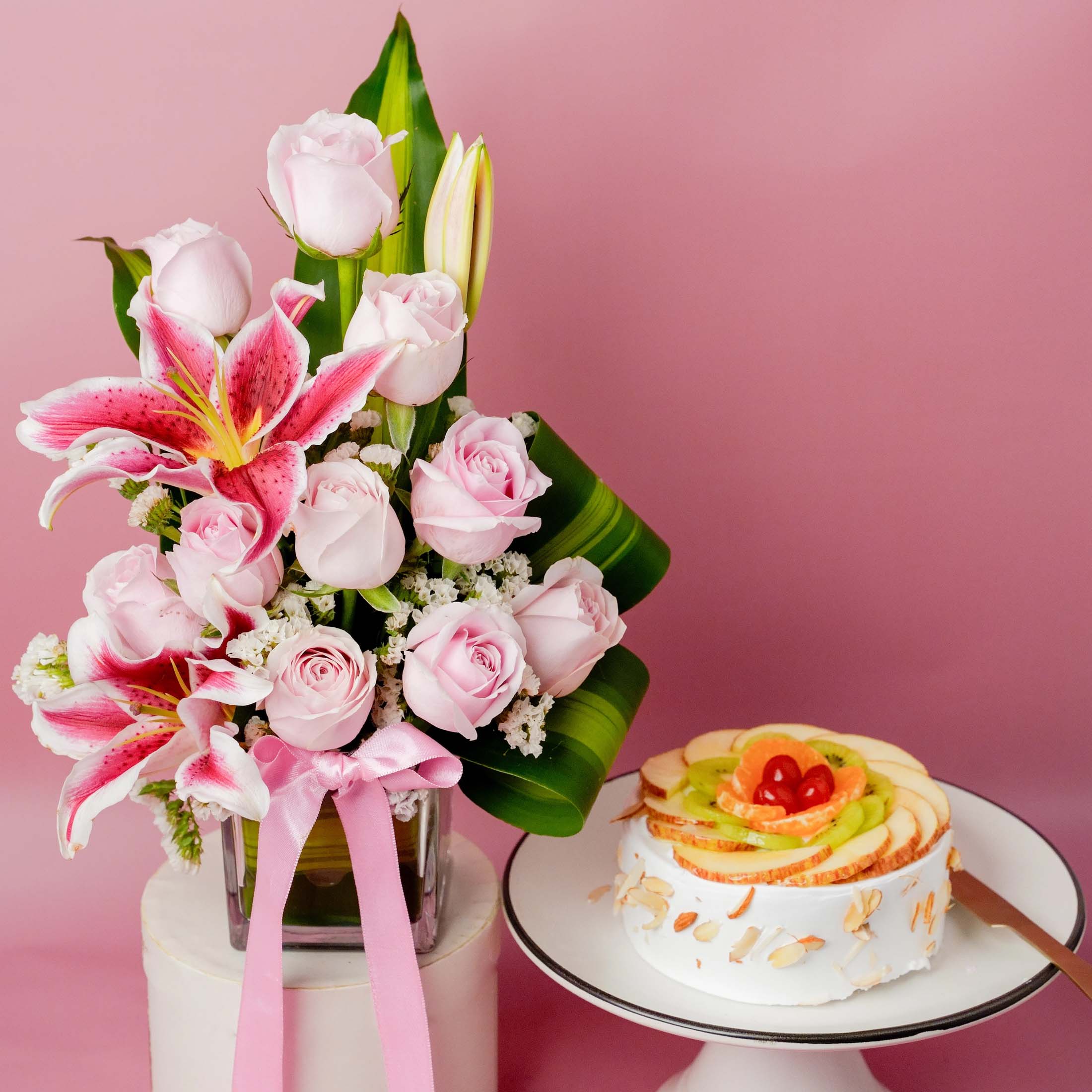 Blushing Serenity & Fruit Cake