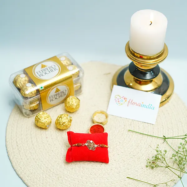 Om Rakhi with Ferrero Rocher Chocolate box