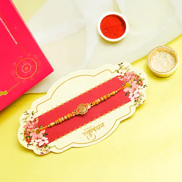 Bead Rakhi with Kaju Katli