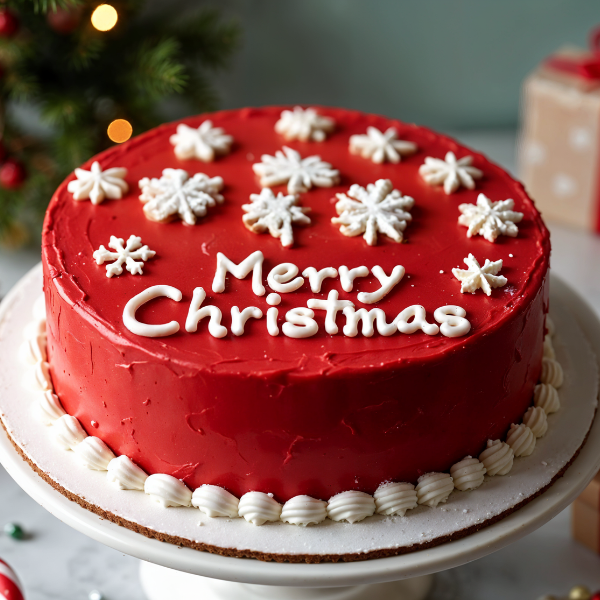 Merry Red Frosted Cake