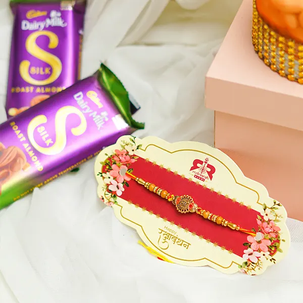 Designer Metal Rakhi with Chocolates & Cashew Nuts