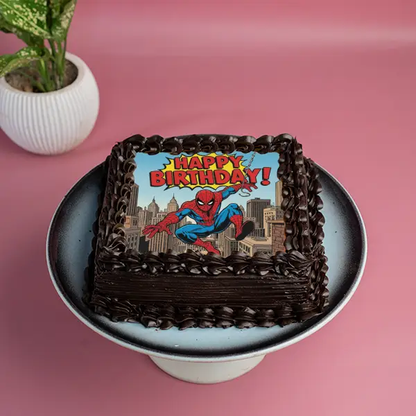 Bdy With Spiderman Cake