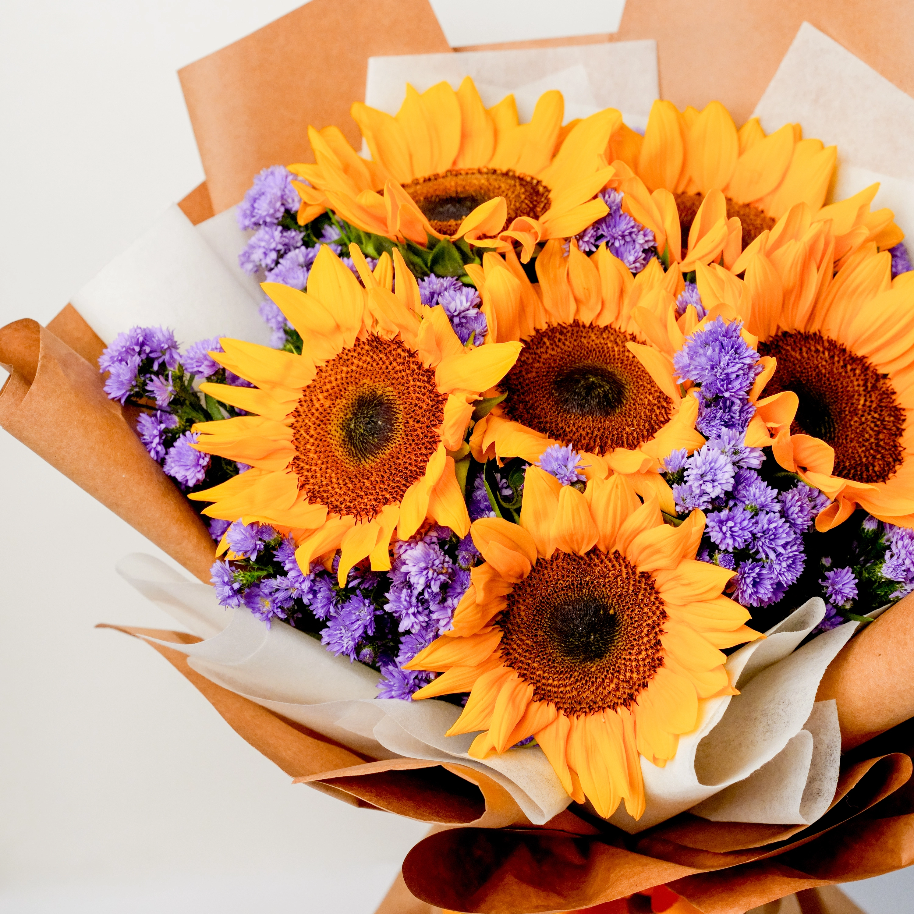 Sunflower Bouquet with Blue Daisies