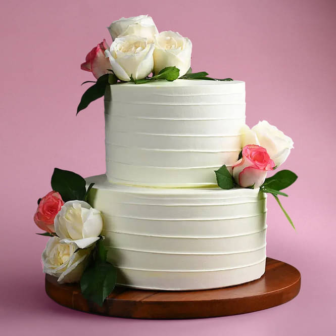 Beautiful Rose N Pearls Cake