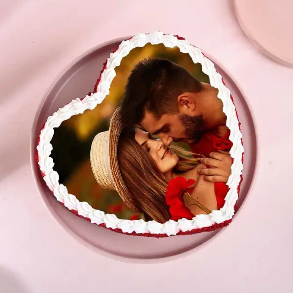 Red Velvet Heart Photo Cake