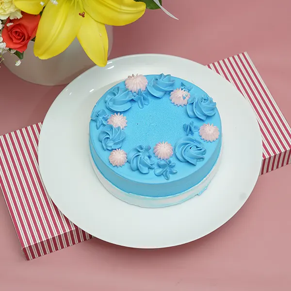 Yellow Floral Basket & Berry Cake