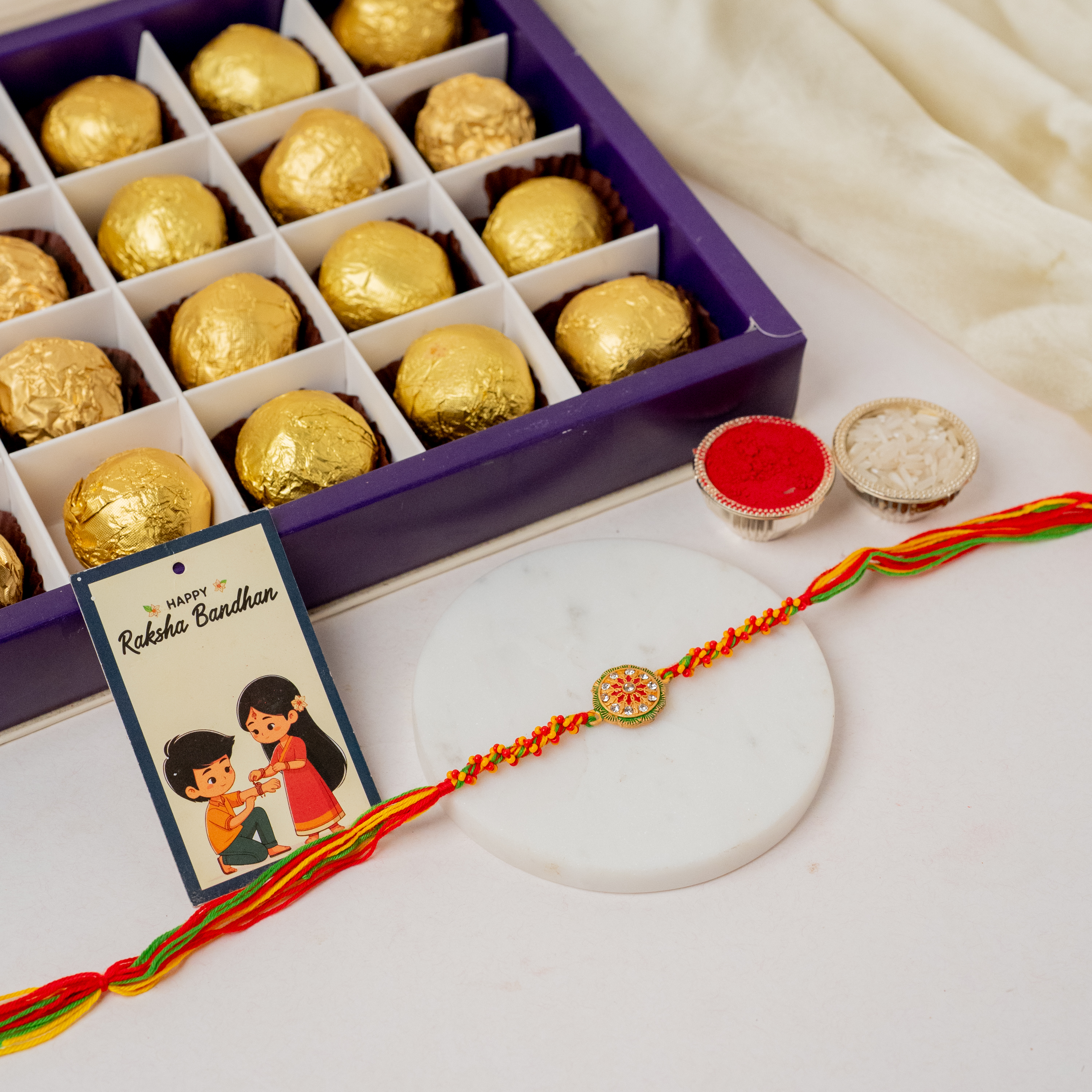 Mandala Rakhi & Chana Ladoo