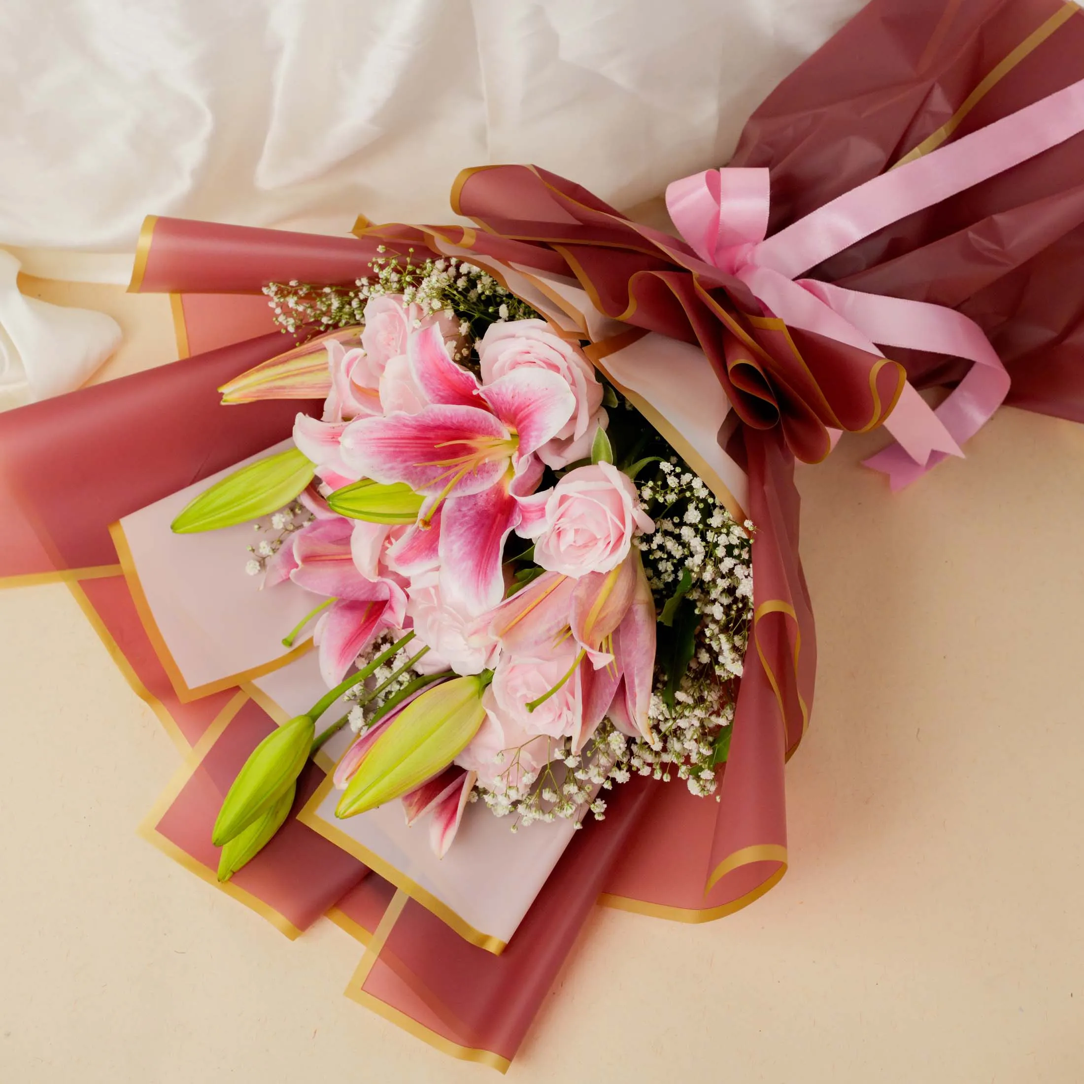 Pink Lily & Rose Charm