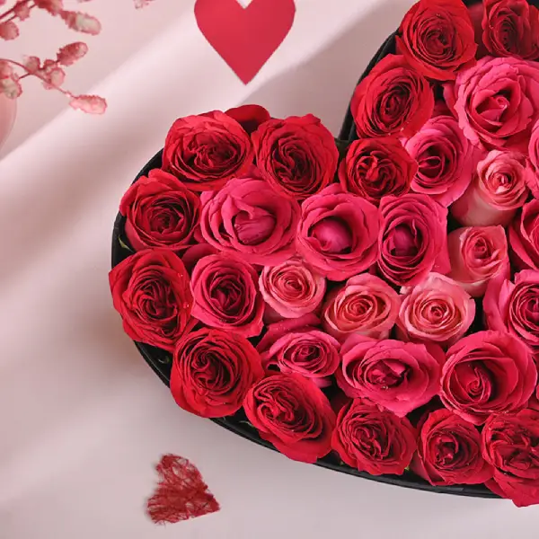Red Rose In Heart Box