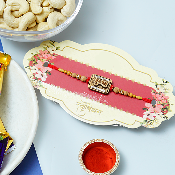 Bead Rakhi with Chocolates and Dry Fruit