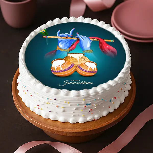 Krishna Janmashtami Pineapple Photo Cake