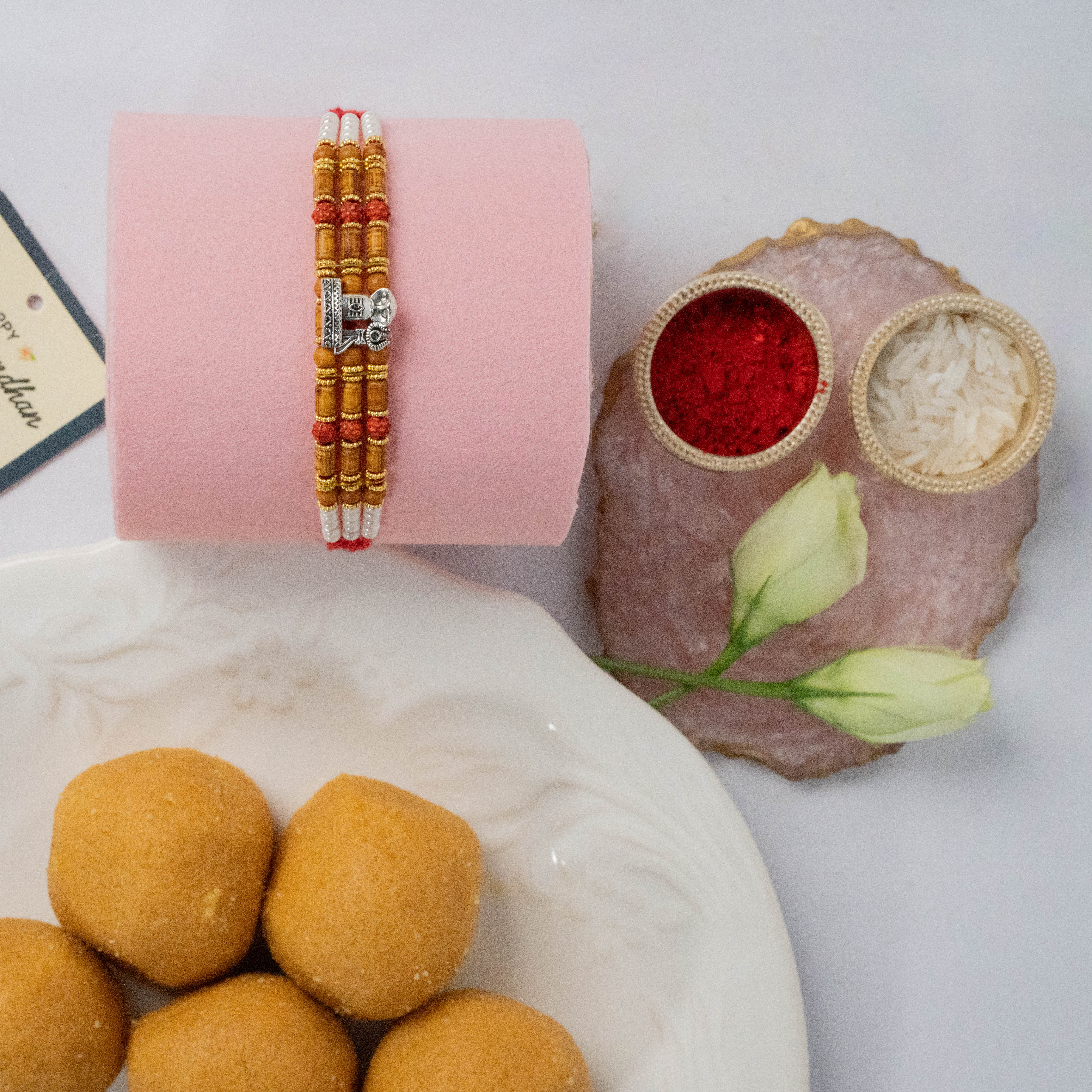 Rudraksh Rakhi with Besan Laddoo